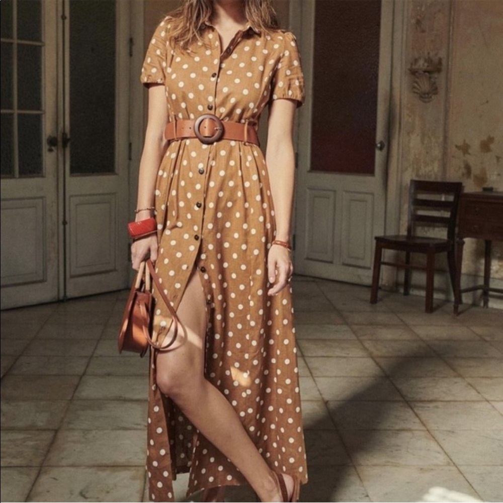 SEZANE Clarisse Dress Coffee Polka Dots